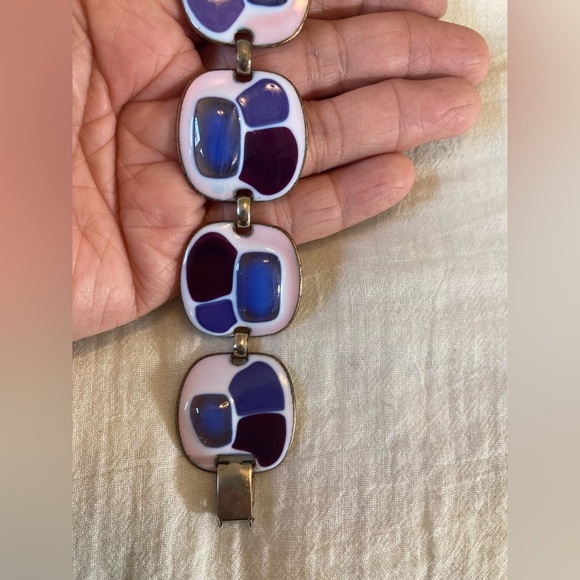 Kay Denning Vintage Copper Enameled Panel Link‎ Bracelet - Picture 8 of 9